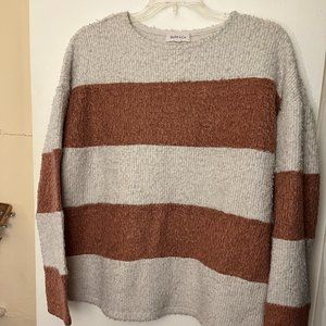 Hailey & Co Cream and Dusty Pink Striped Sweatshirt